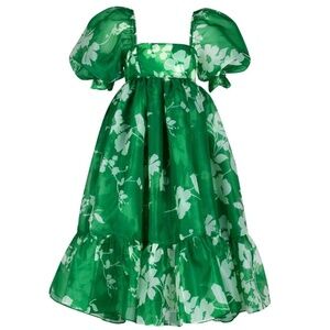 Selkie French Puff Dress in Summer Field Green 3XL